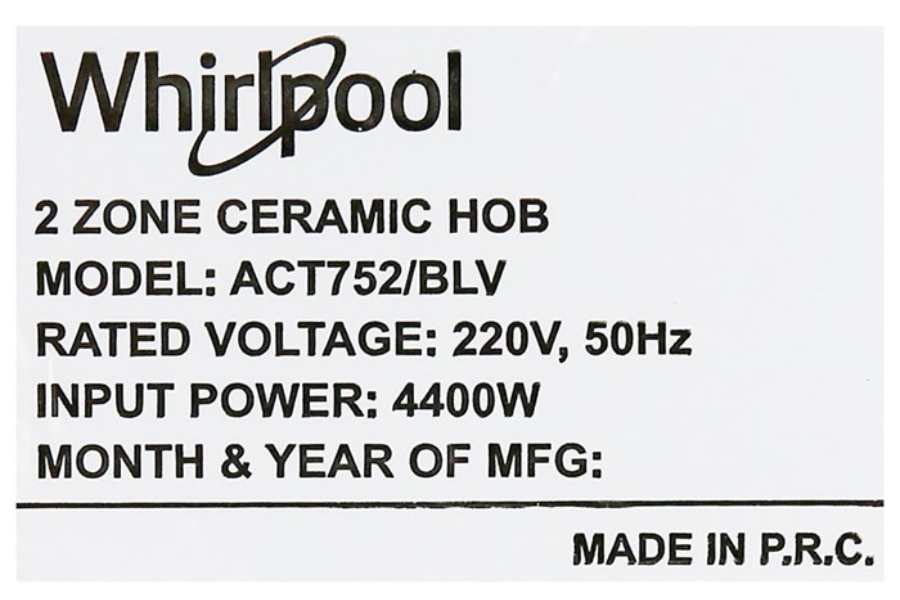 Bếp hồng ngoại Whirlpool ACT752/BLV 2 vùng lắp âm