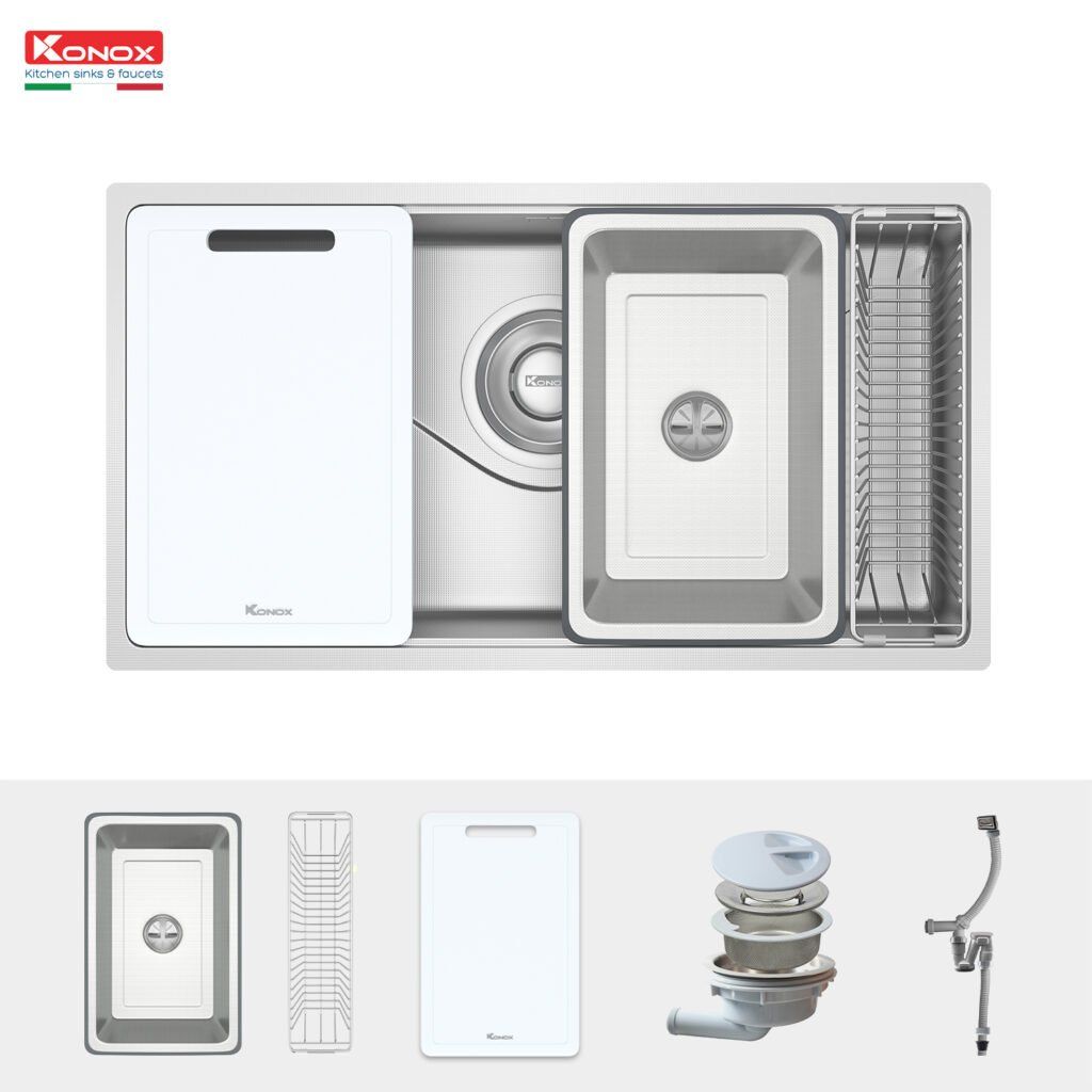 Chậu rửa bát chống xước Konox TARI 8748SR - FULL