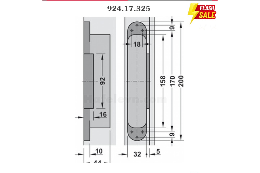 Bản lề âm 3D Hafele 924.17.325 TE540 A8 Inox mờ