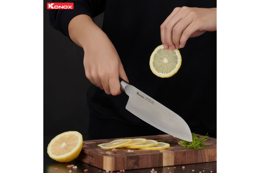 Dao đa năng Konox thép Nhật Eiko Santoku
