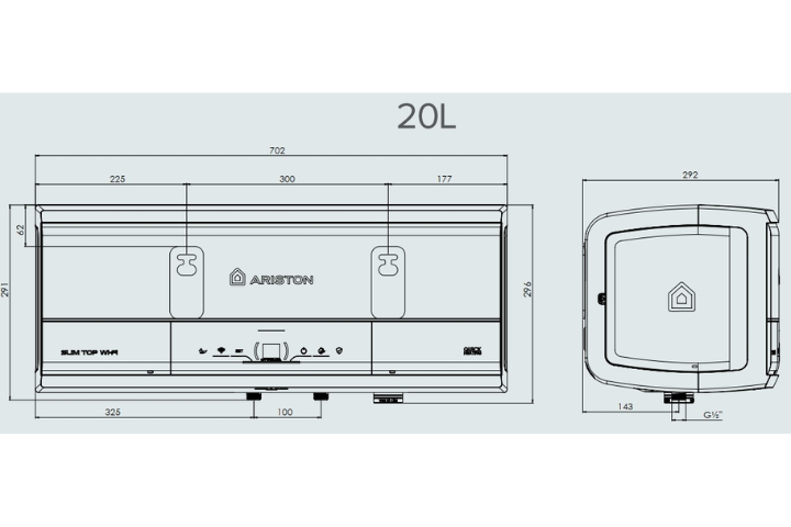 Máy nước nóng gián tiếp Ariston 20 lít SLIM3 20 TOP WIFI VN 3180907