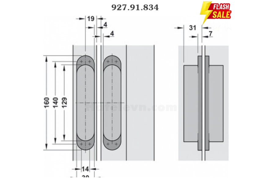 Bản lề âm Hafele 927.91.834 mạ chrome mờ