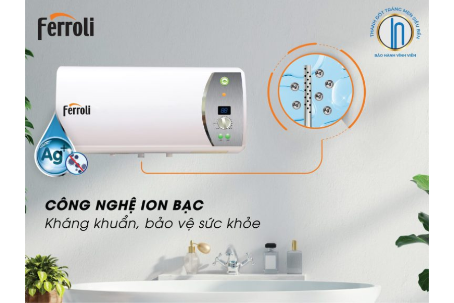 Máy nước nóng Ferroli VERDI Ag+ 30l gián tiếp