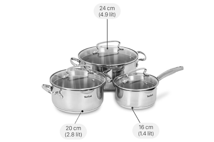 Bộ nồi Tefal G719S674 inox cao cấp Duetto Plus 3 món