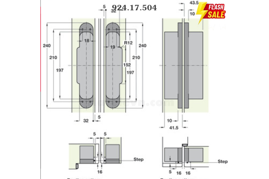Bản lề âm Hafele 924.17.504 TE640 inox mờ