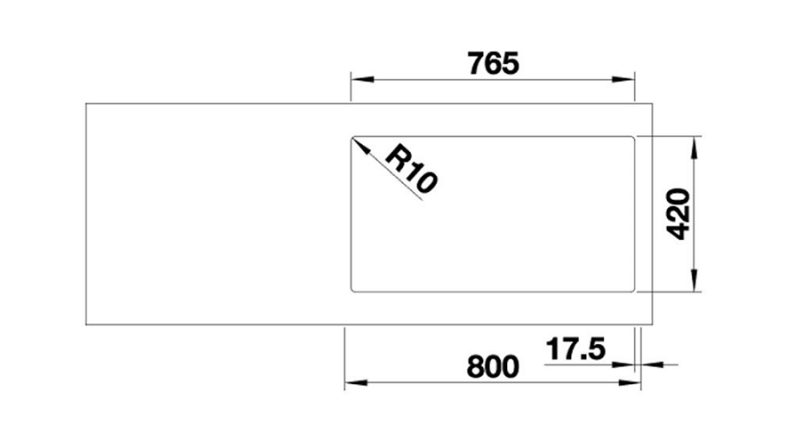 Chậu rửa chén Blanco - QUATRUS R15 285/435-IU 570.27.169 sơ đồ cắt