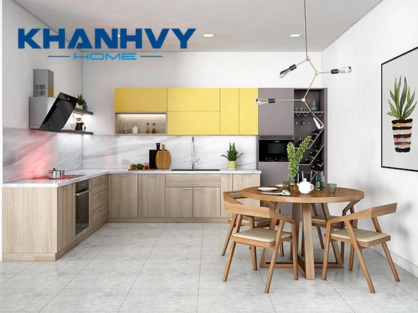 Thiết kế bếp hình chữ L hiện đại, tiện dụng