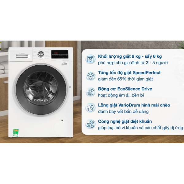 Máy giặt sấy quần áo Bosch WNA14400SG 9kg/6kg Serie 4