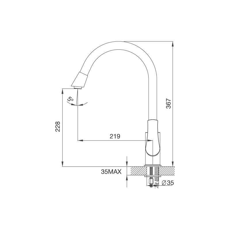 Thông số kích thước vòi Đồng Thau Mạ Chrome K279C
