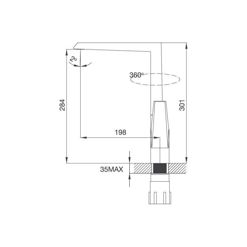 Thông số kích thước vòi Đồng Thau Mạ Chrome K291C