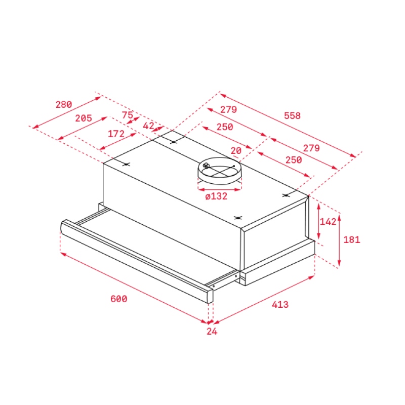 Kích thước lắp đặt máy hút mùi Teka TL 6310 40474250