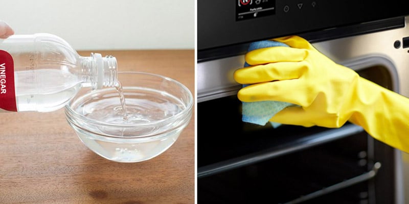 Dùng giấm giúp các vết bẩn bám trong lò vi sóng được mềm ra