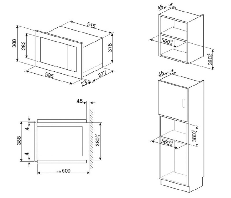 Thông số kỹ thuật lò vi sóng kết hợp nướng Smeg CLASSICA, FMI325X 536.34.161