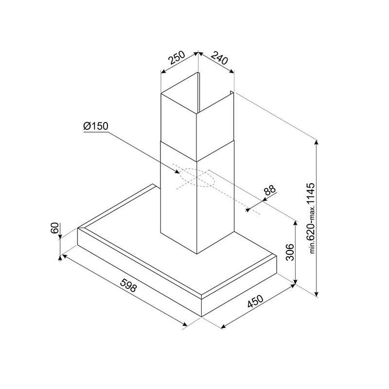 Thông số của máy hút gắn tường Smeg KAT600HXE 536.84.271