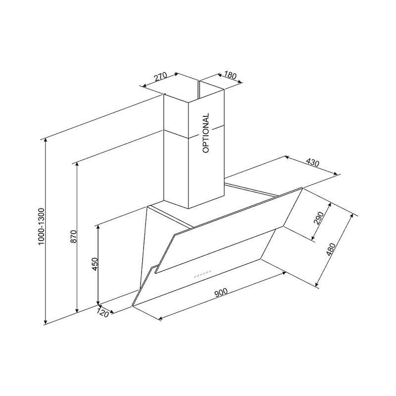 Thông số của máy hút mùi gắn tường Smeg KSVV90NRA 536.84.459