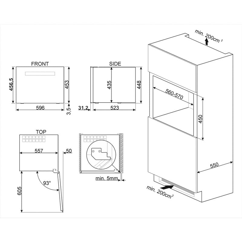 Các thông số kỹ thuật của Tủ rượu âm Smeg CVI618RWNR2 535.14.381