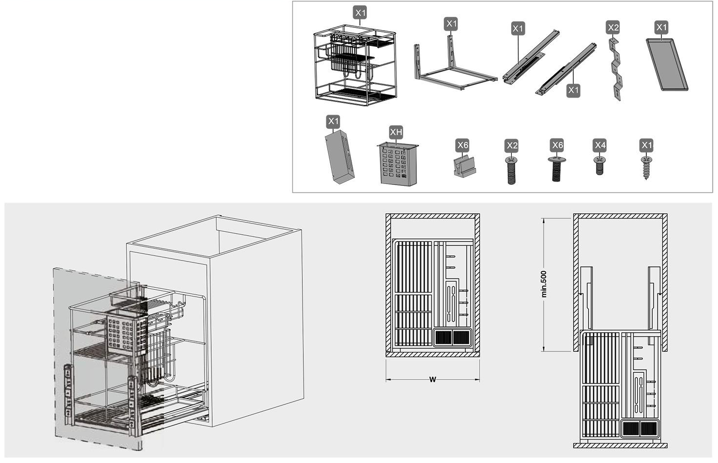  Thông số kỹ thuật giá chai lọ dao thớt 400mm Hafele 549.34.055 tại Khánh Vy Home