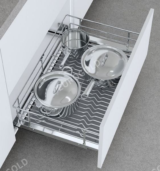 Rổ xoong nồi ray giảm chấn bắt mặt hộc inox HIGOLD 303452