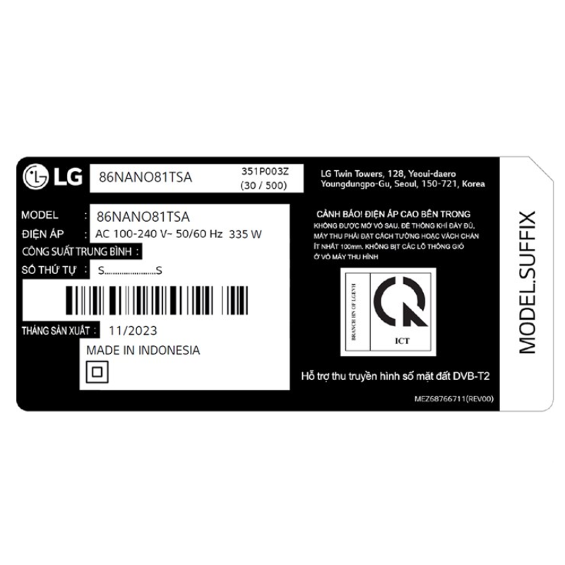 Smart Tivi LG 86NANO81TSA NanoCell 4K 86 inch