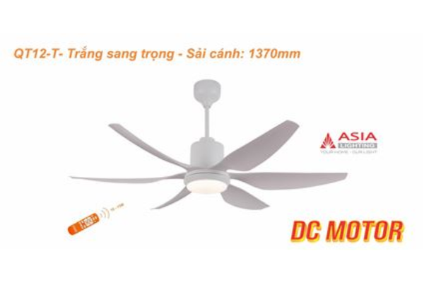 Quạt trần Asia Lighting QT12-T 6 cánh màu trắng