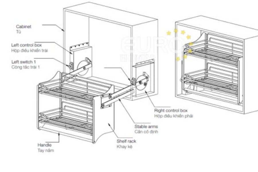 Kệ nâng hạ Hafele ORIA 900mm 504.71.075