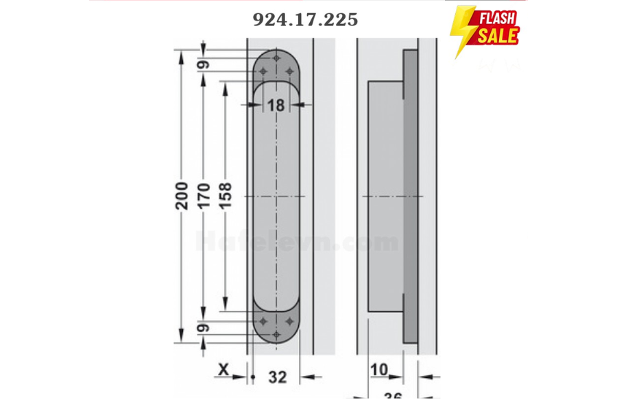 Bản lề âm Hafele 924.17.225 TE540 3D màu inox