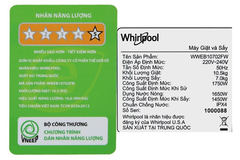 Máy giặt sấy 10.5kg/7kg Whirlpool WWEB10702FW
