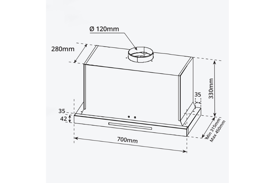 Máy hút mùi Garis G3247 âm tủ