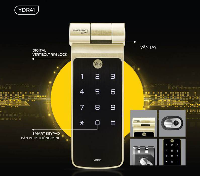 Khóa vân tay Yale YDR41 với thiết kế sang trọng, hiện đại