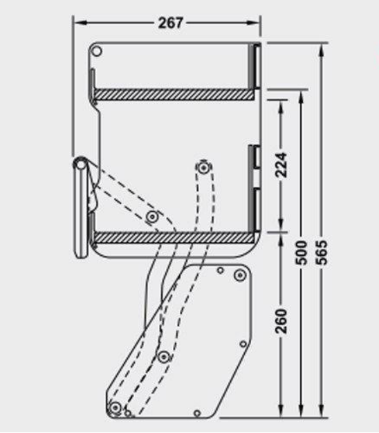 Bản vẽ kỹ thuật bộ kệ nâng hạ iMove Häfele 2 khay 600mm 504.68.923 tại Khánh Vy Home