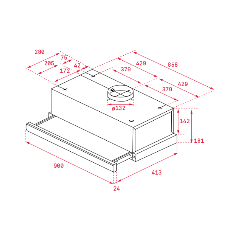 Kích thước lắp đặt máy hút mùi Teka TL 9310 40474390