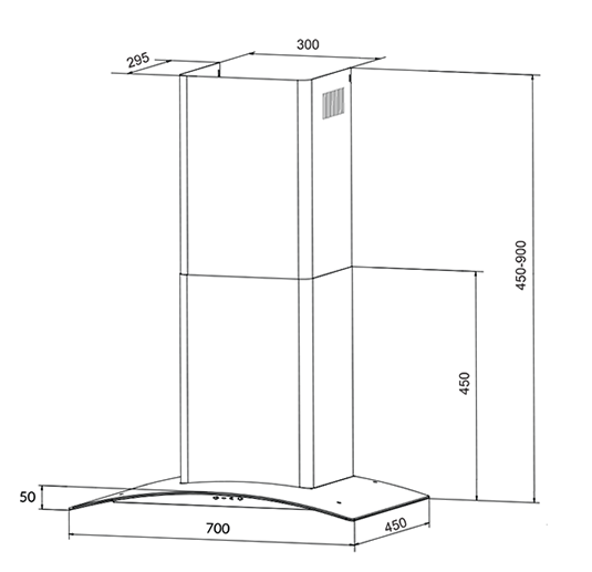 Thông số kích thước máy hút mùi Eurosun EH-90K11E