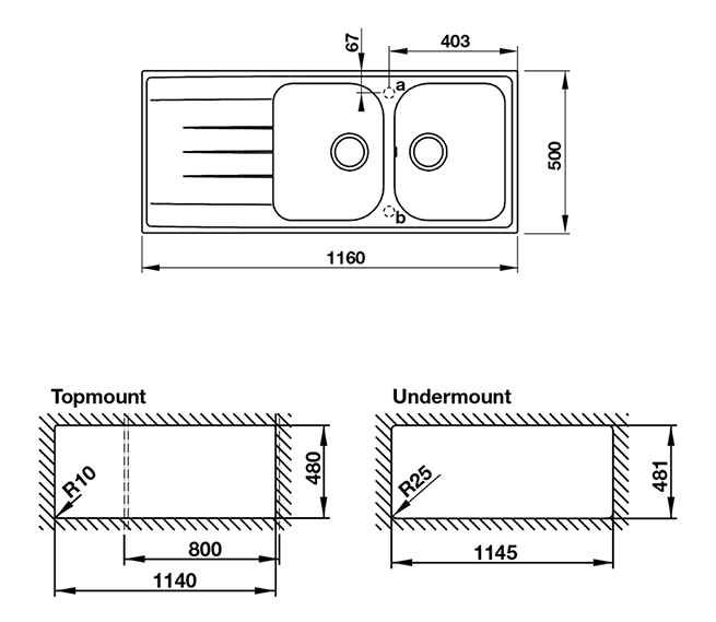 Chậu rửa chén JULIUS HS-GDD11650 570.35.460 sơ đồ