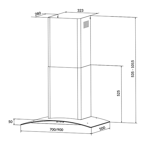 Thông số kích thước máy hút mùi Eurosun EH-90K26S