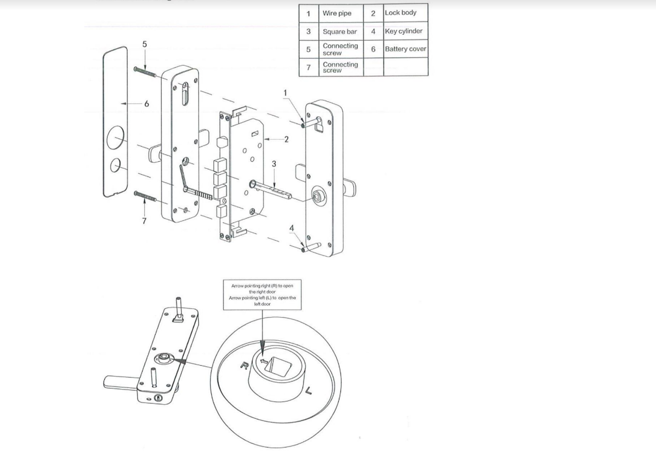 Sơ đồ lắp đặt khóa điện tử PHGLock KR7153W Silver Remote