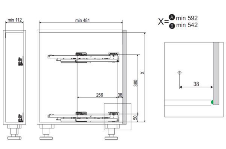 Bản vẽ kỹ thuật giá treo khăn Hafele 549.24.633 tại Khánh Vy Home