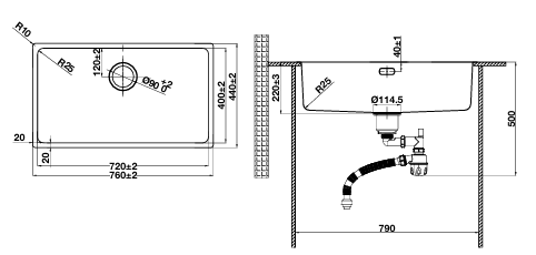 Chậu rửa chén Hafele R25 HS25-SSN1S-760 567.24.482 màu titan