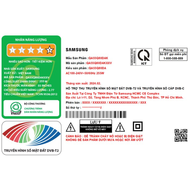 Smart Tivi 55 inch QLED Q80D 4K Samsung QA55Q80DAKXXV