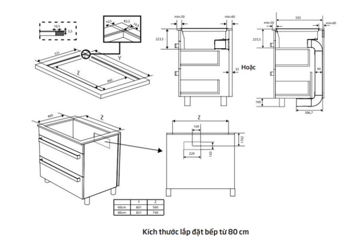 Bếp từ kết hợp hút mùi Beko HIXI 84700 UF 4 vùng nấu