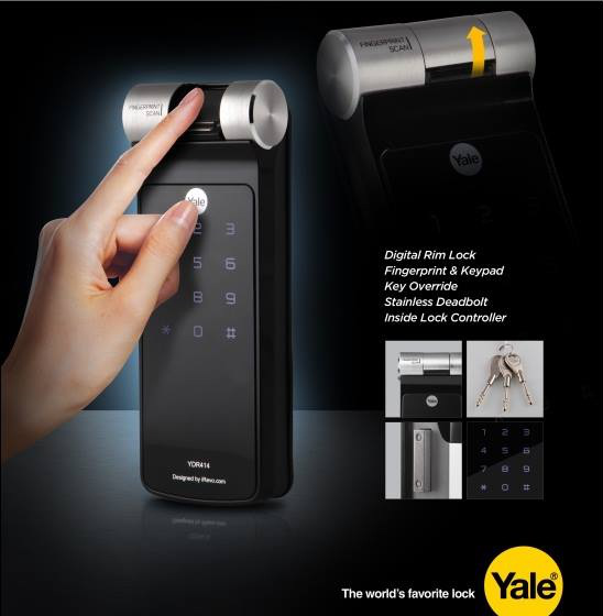 Khóa vân tay Yale YDR414 với thiết kế sang trọng, hiện đại