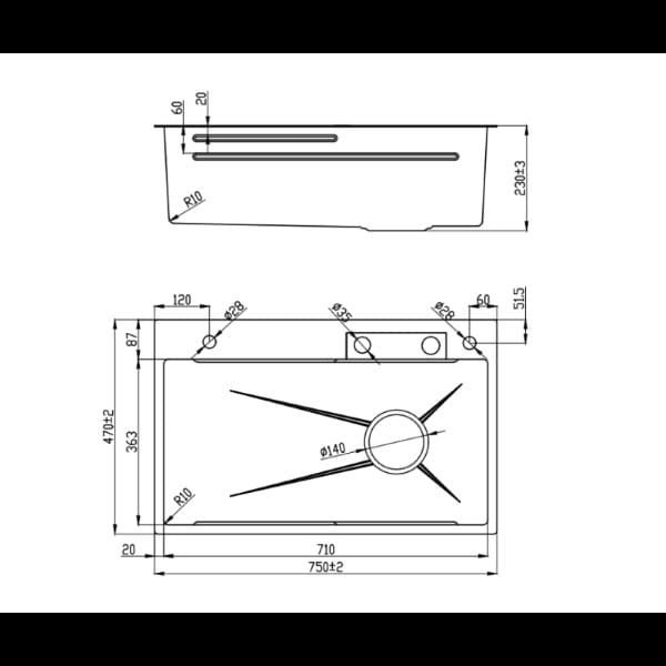 Chậu rửa chén chống xước Wabenform Maadela MDS-7547U Lechfall