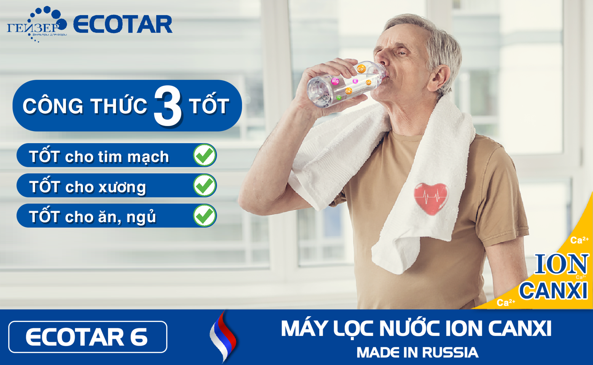 Máy lọc nước Ion Canxi Geyser Ecotar 6 công thức