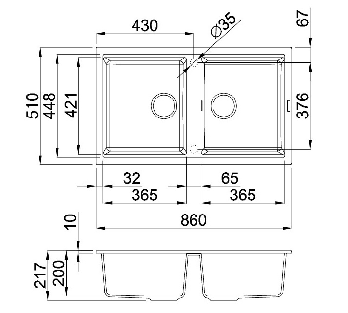 Chậu rửa chén TORTORA G-45043 sơ đồ
