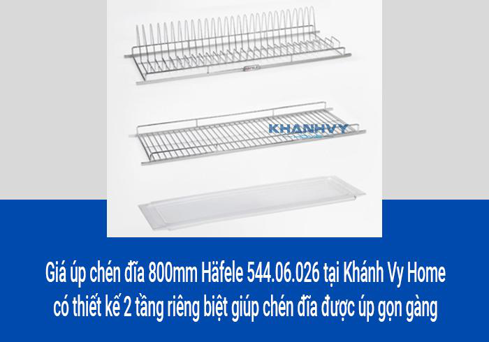 Giá úp chén đĩa 800mm Häfele 544.06.026 tại Khánh Vy Home có thiết kế 2 tầng riêng biệt giúp chén đĩa được úp gọn gàng
