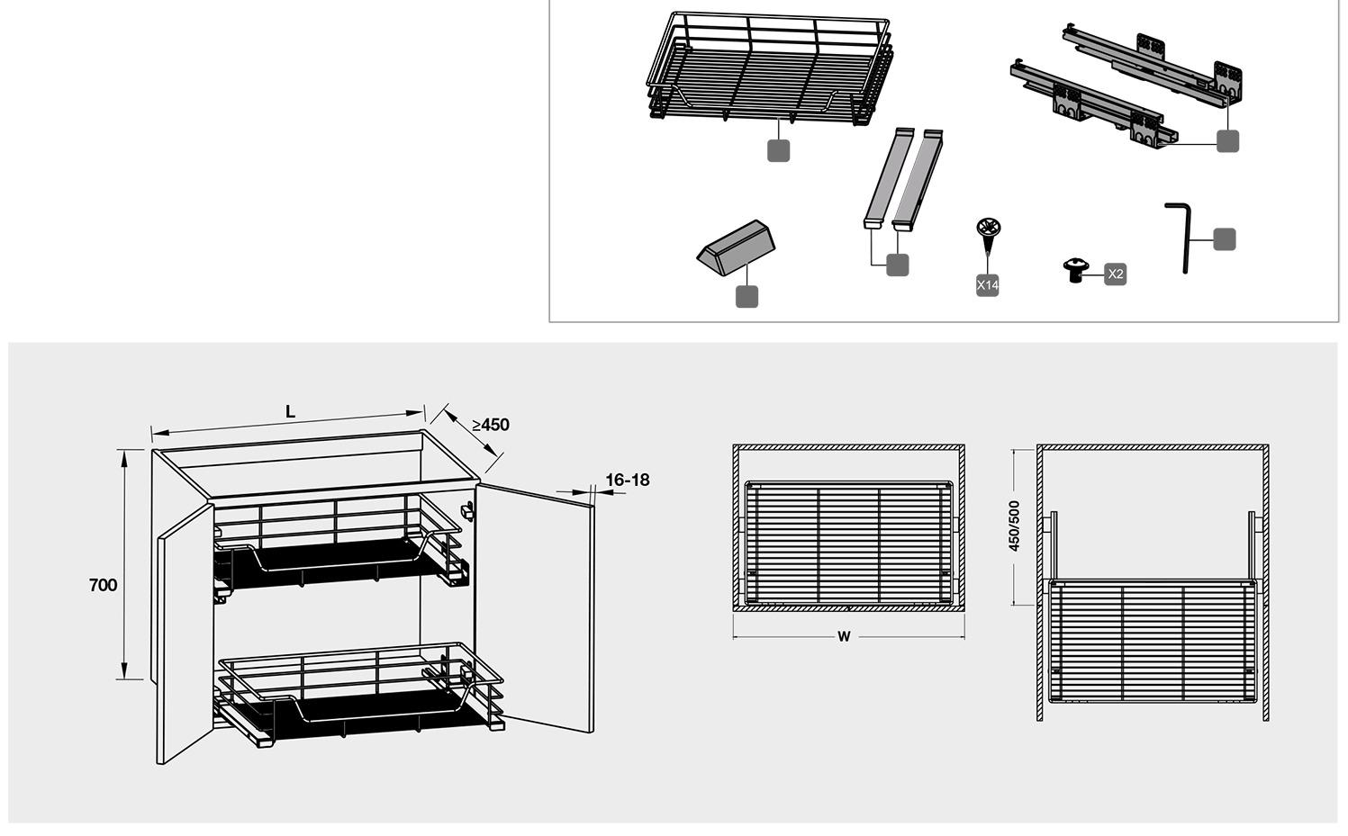 Bản vẽ kỹ thuật giá xoong nồi 400mm Hafele 549.03.131 tại Khánh Vy Home