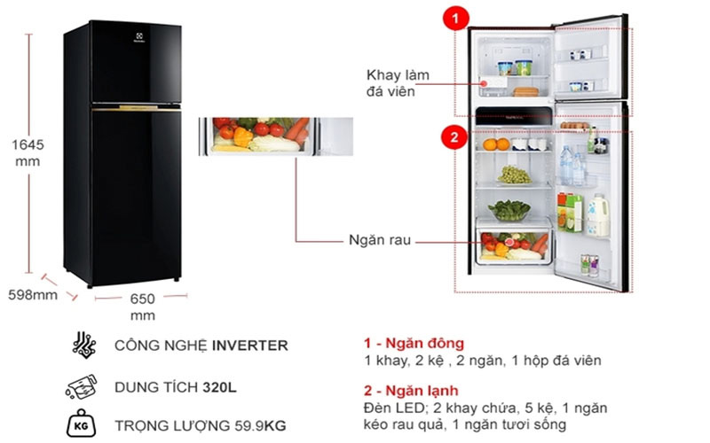 Thông số tủ lạnh Electrolux 320L ETB3400J-H