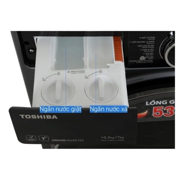 Máy giặt sấy Toshiba TWD-T25BZU115MWV (MG) Inverter  giặt 10.5 kg - sấy 7 kg