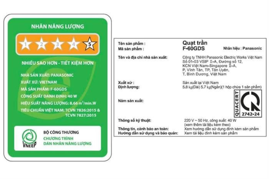 Quạt trần Panasonic F-60GDS-BS 5 cánh 150cm 40W Econavi màu nâu