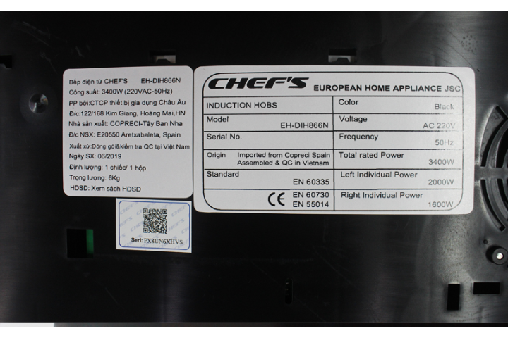Bếp từ Chefs EH-DIH866N