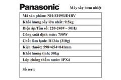 Máy sấy bơm nhiệt Panasonic NH-EH95JD1BV 9.5kg